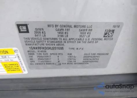 2017 Chevrolet Traverse Ls from USA, damaged, VIN 1GNKRFKD0HJ201606